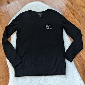 Catherine MALANDRINO joie de vivre 100% Merino wool knit black sweater small
